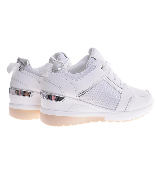 Białe trampki sneakersy na koturnie /E3-2 11565 W498