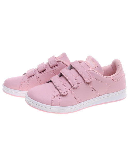 Snekaersy damskie różowe pastelowe na rzepy /E8-2 18697 T177/