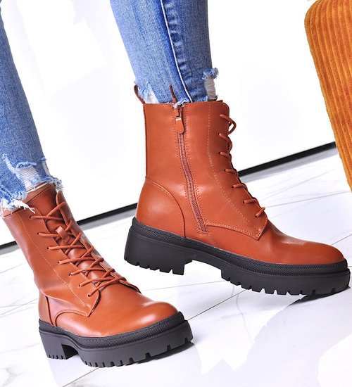 Brązowe botki trapery z ociepleniem /B3-1 12503 T343/