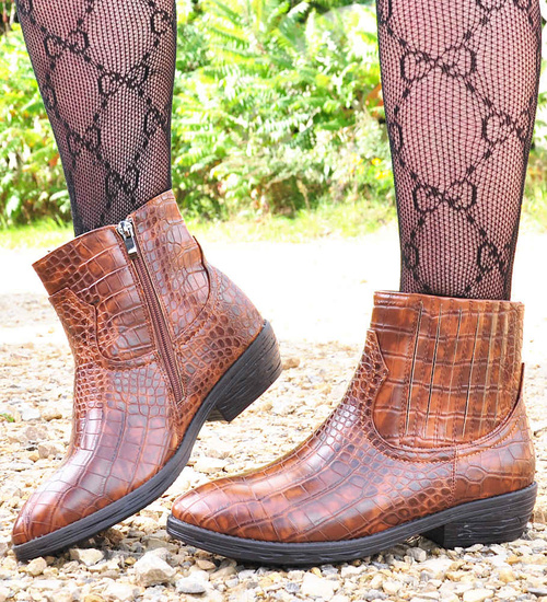 Kobiece botki sztyblety Brązowe /A5-2 12575 S290/