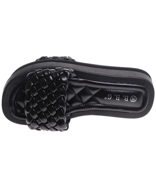 Klapki damskie czarne na platformie /D6-2 17783 T191/