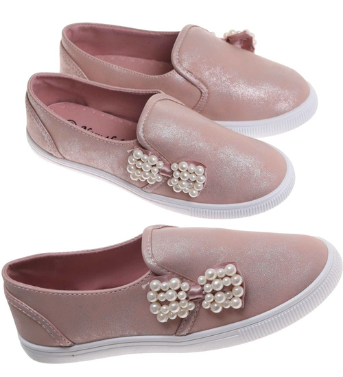 Tenisówki dziewczęce Wsuwane różowe trampki /B3-2 17831 T111/