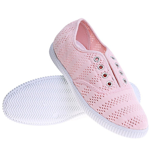 Koronkowe wsuwane różowe tenisówki /B2-2 16167 S1892/