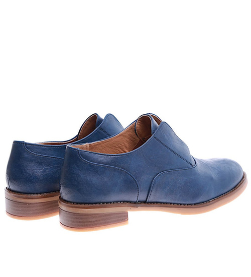 Wsuwane granatowe półbuty damskie /D9-2 15868 T198/