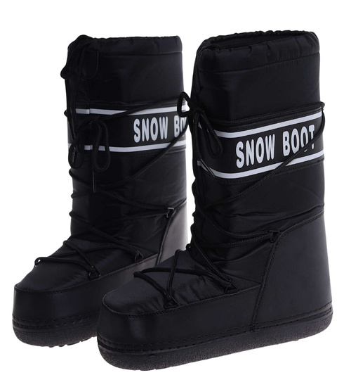 Czarne wysokie kozaki śniegowce damskie /A9-1 18462 T235/