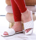 Płaskie Białe klapki damskie /F2-2 13704 T196/