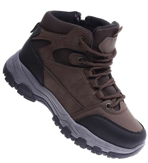 Zimowe brązowe chłopięce buty trekkingowe /B1-1 15394 T534/ Zimowe brązowe chłopięce buty trekkingowe /B1-1 15394 T534/
