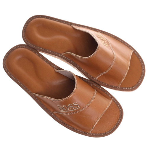 Skórzane męskie klapki domowe z Podhala /D3-1 18534 S196/