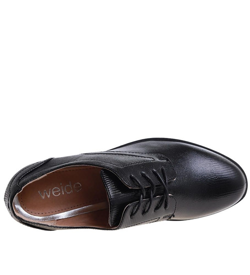 Sznurowane czarne półbuty na niskim obcasie OST423