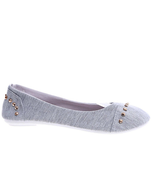 Materiałowe szare balerinki jak tenisówki /C1-1 14386 T046/