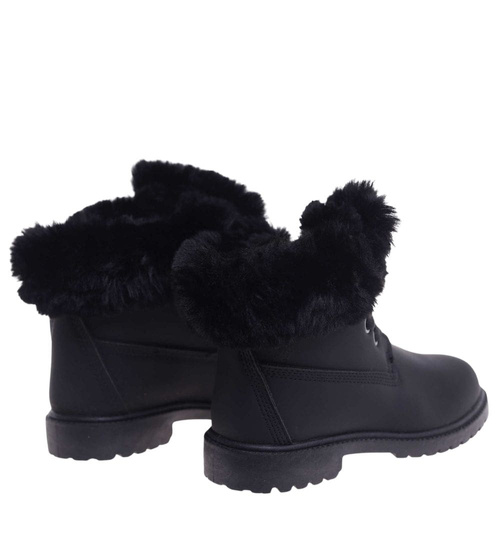 Czarne dziewczęce trapery z futerkiem /D9-2 12735 T492 +H2/