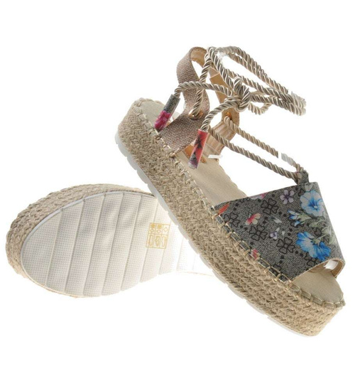 Modne espadryle na platformie Seastar Khaki /E3-2 8884 S500/