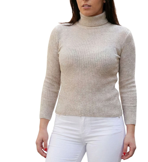 Beżowy golf damski /E3-1 UB308 T076/