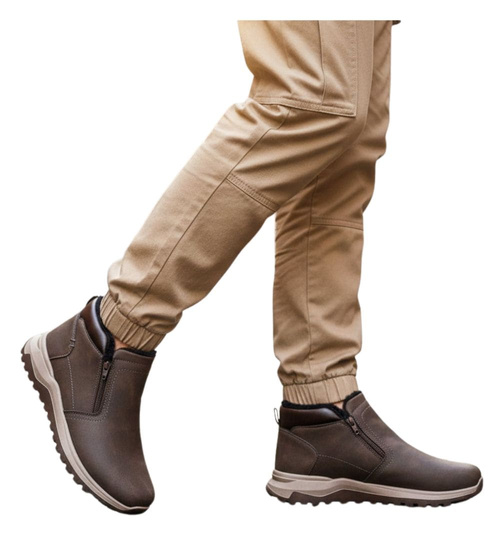 Brązowe botki męskie zimowe półbuty /E2-1 18595 T499/