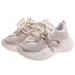 Sznurowane buty sportowe na platformie Beżowe /G3-1 17423 T891/