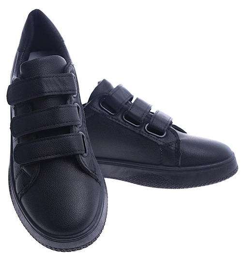 Klasyczne czarne trampki damskie na rzep /A5-2 14116 S268/