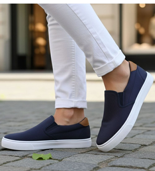 Czarno brązowe męskie trampki slip on ost519