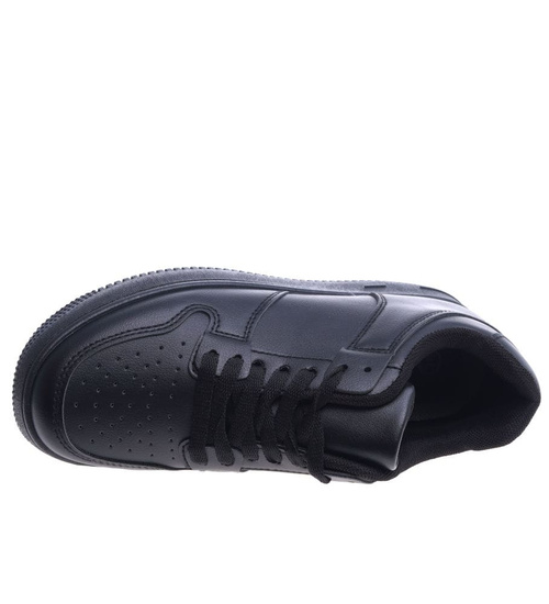 Czarne damskie trampki na niskiej platformie /F7-3 13618 T484/