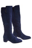 Granatowe ocieplane kozaki damskie na niskim obcasie /B4-1 18459 T582/