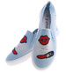 Niebieskie tenisówki damskie slip'on z naszywkami /G3-2 13406 T198/