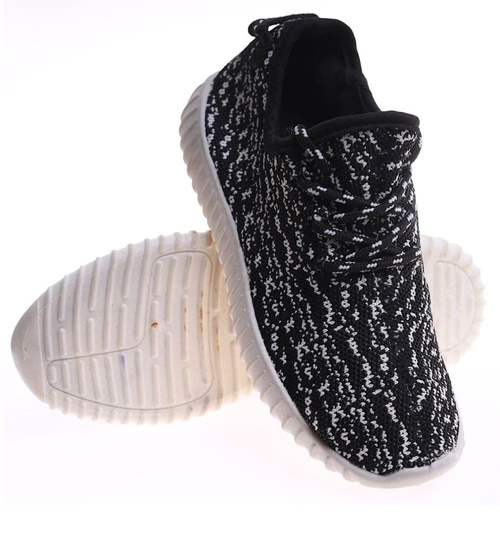 Dziewczęce czarno białe buty sportowe /E10-2 17499 T192/