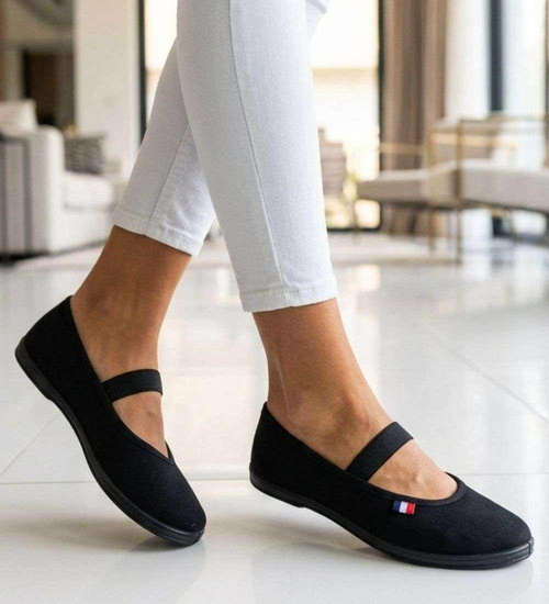 Czarne wsuwane balerinki tenisówki czeszki /B4-2 18836 T293/