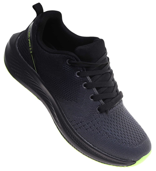 Sznurowane męskie szare buty sportowe /E10-1 18003 GF483/