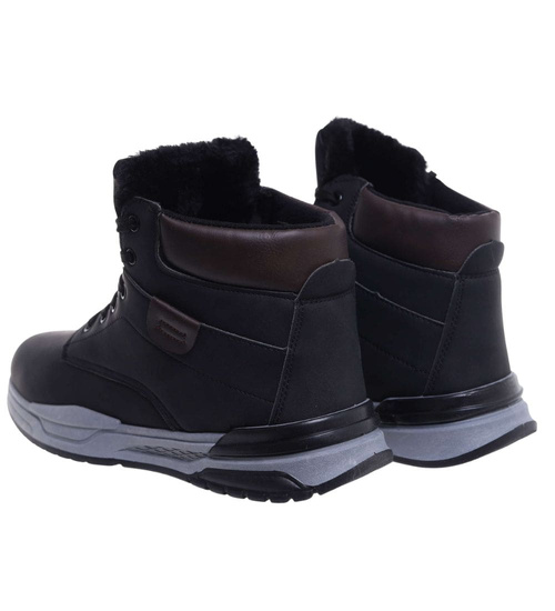 Czarne męskie buty trekkingowe z wysoką cholewką /B4-1 15258 T522/