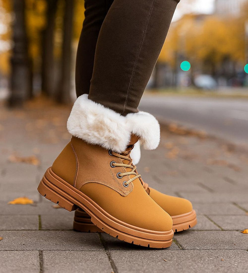 Zimowe botki trapery z futerkiem Camel /A7-1 18453 T346/