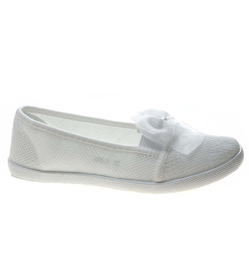 Wsuwane tenisówki dla dziewczynki Białe /D1-1 2906 S2/