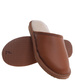 Skórzane brązowe kapcie damskie z wełną /C6-1 12796 S196/