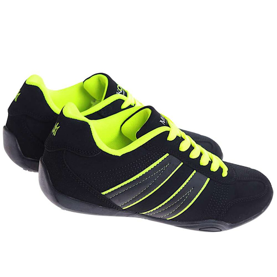 Wiązane damskie czarno zielone buty sportowe /E4-3 h2 15055 S146/