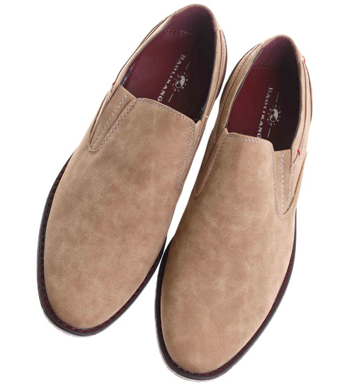 Męskie beżowe półbuty wsuwane mokasyny /C5-3 16525 T346/