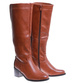 Karmelowe kozaki damskie na obcasie klocku /G6-1 15421 T430/