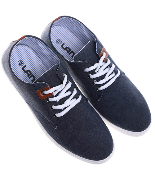 Granatowe sznurowane trampki męskie /e2-2 3502 T450/