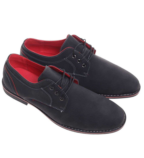 Półbuty czarne sznurowane pantofle /B5-2 18832 T330/