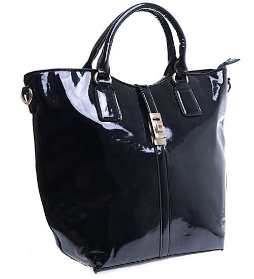 Duża czarna torebka damska z paskiem /H2 K? TB500 M152/