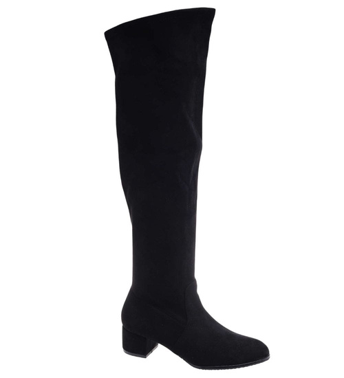 Czarne klasyczne kozaki do kolan na obcasie /E6-1 18203 W583/