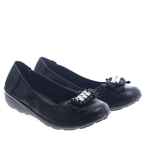 Czarne balerinki na niskim obcasie /F6-2 13323 T1/