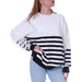 Biało czarny damski sweter nietoperz w paski /H UB913 S381/