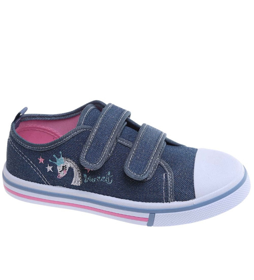 Niebieskie dziewczęce trampki na rzepy /A6-2 18113 200/