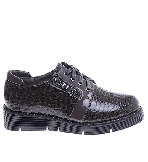 Sznurowane wiosenne półbuty dziewczęce /F5-2 14935 T039/