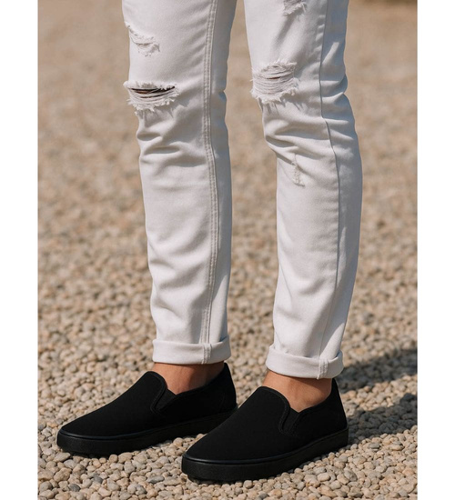 Czarne męskie trampki slip on /A1-2 18148 T285/