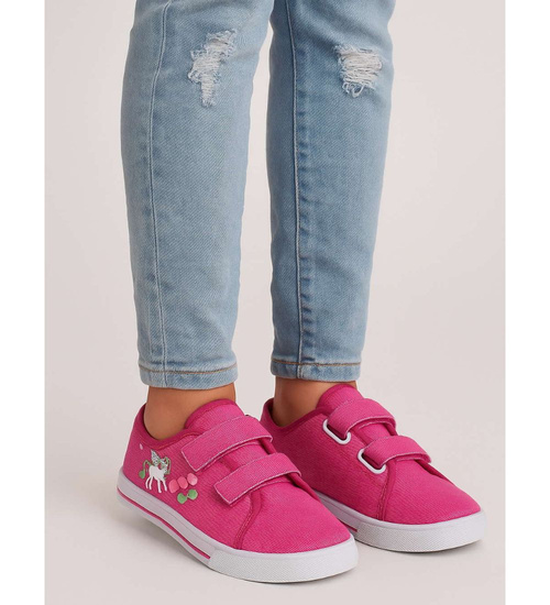 Fuksjowe tenisówki dla dziewczynki na rzepy /E6-1 18109 T189/