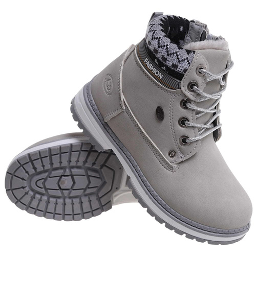 Ocieplane szare botki trapery dziewczęce /G1-2 18294 T384/