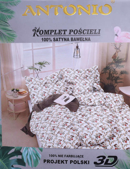 Biały komplet pościeli z motywem kwiatów Antonio 200x220 /H2-K11 14284 T397/