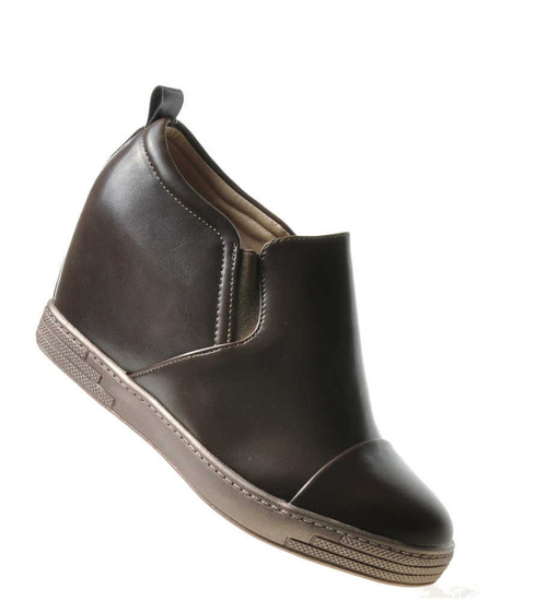 Sneakersy damskie trampki na koturnie BRĄZOWE /E1-3 6393 S199/