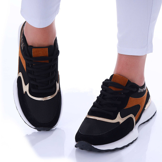 Sznurowane czarne buty sportowe /E1-1 17332 T233/