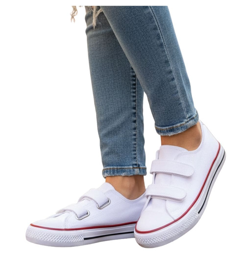 Białe tenisówki dla dziewczynki na rzepy /E7-2  18636 T286/