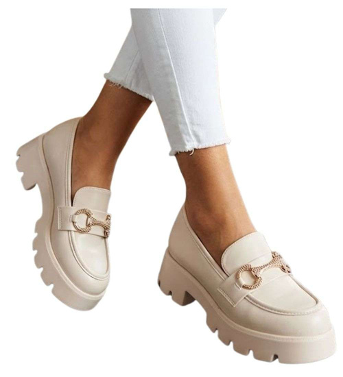 Wiosenne półbuty mokasyny na platformie /F9-1 14641 T620/